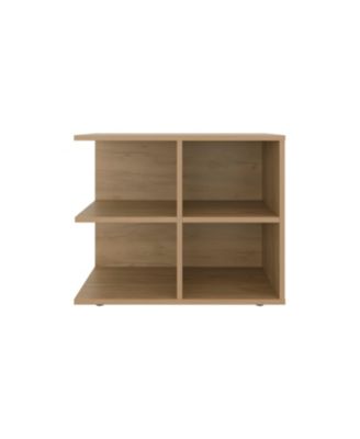 Angus Side Table with Open Storage and 4 Shelves, Natural Oak