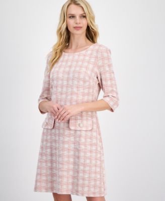 Women's Boucl&eacute; Tweed 3/4-Sleeve Dress
