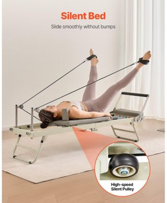 SUGFIT Foldable Pilates Reformer Home Gym Workout Machine with Dual Resistance 400 LB