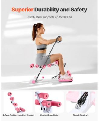 SUGFIT Deep Squat Machine Adjustable Glute Trainer with Resistance Bands Pink White