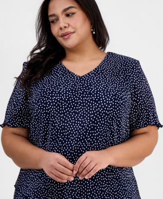 Plus Size Floral Ruffle-Tiered V-Neck Sheath Dress