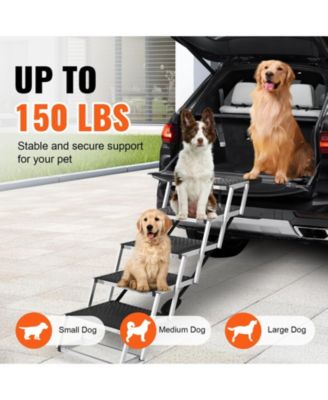 Wide 5-Step Aluminum Folding Dog Stairs for SUVs, Holds up to 150 lbs
