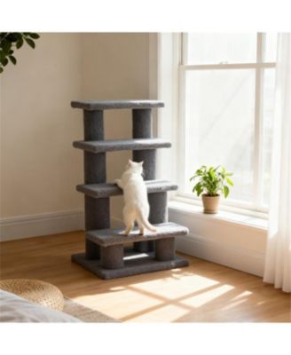  Multi-Level Cat Scratching Post with Pet Stairs for Living Room & Bedroom