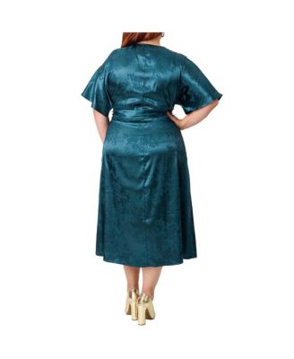Plus Size Tie Wrap Surplice Midi Dress