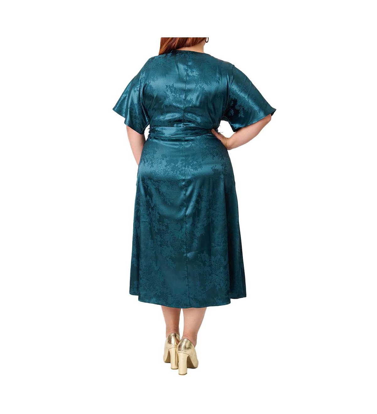 Unique Vintage Plus Tie Wrap Surplice Midi Dress