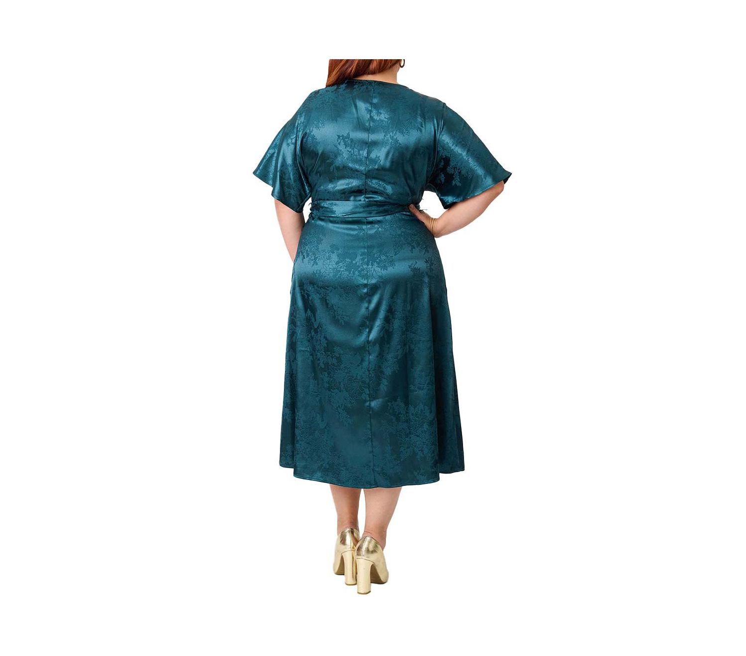 Plus Size Tie Wrap Surplice Midi Dress