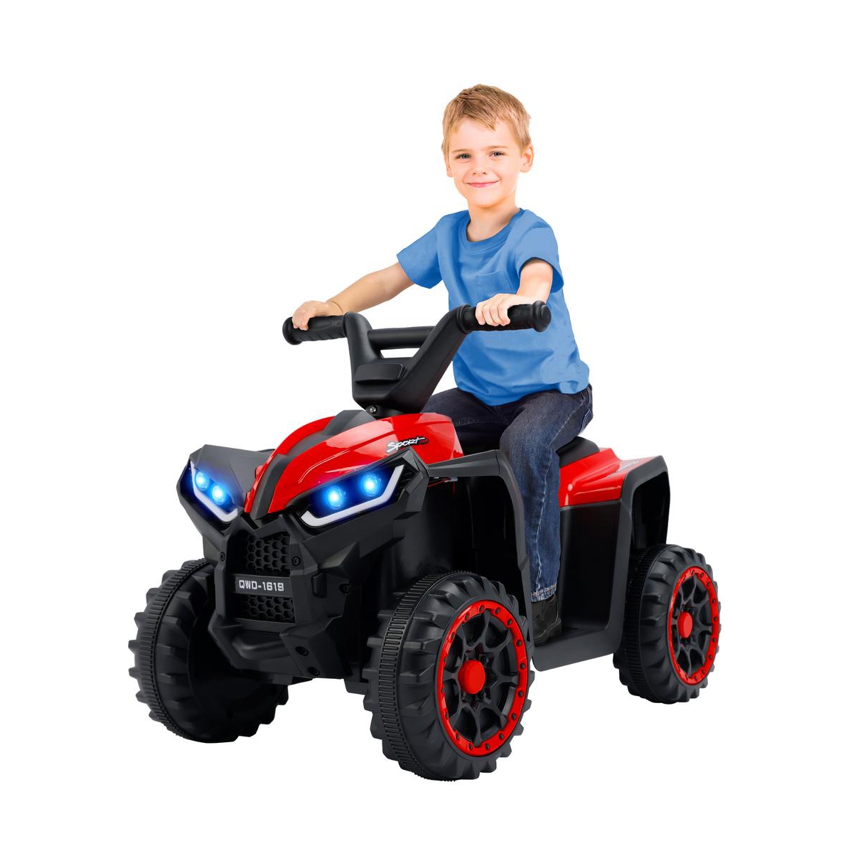 Bruce & Shark 12V Kids Electric Ride-On Car, Atv Style with Led Light, Music & Safety Belt