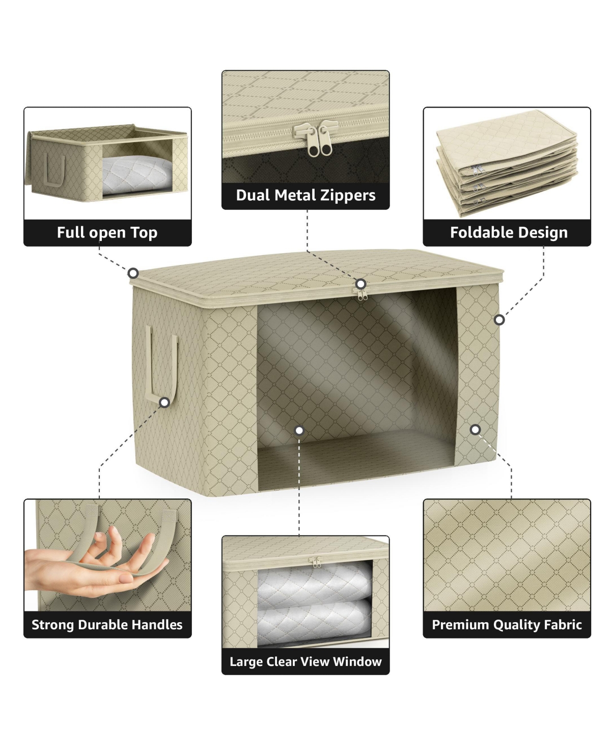 Sorbus Foldable Storage Bag Organizers, Large Clear Window & Carry Handles, Great for Clothes, Blankets and Closets