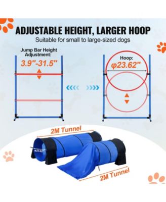 7-Piece Dog Agility Training Set with 2 Tunnels & Weave Poles