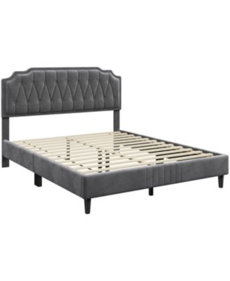 Upholstered Bed Frame with Wooden Slat Support