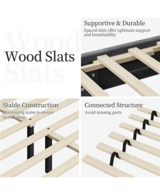 Upholstered Bed Frame with Wooden Slat Support