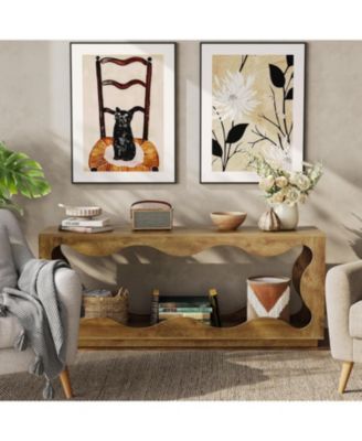 TV Stand for 32-65 Inch TVs, Media Console with Wavy Design & Open Storage, Entertainment Center for Living Room, Bedroom, Apartment