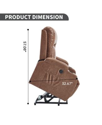Faux Leather Power Lift Recliner for Elderly with Massage & Heat, Infinite Position Chair with USB, Cup Holders, Heavy-Duty Base