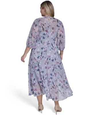 Plus Size Balloon-Sleeve Wrap Dress