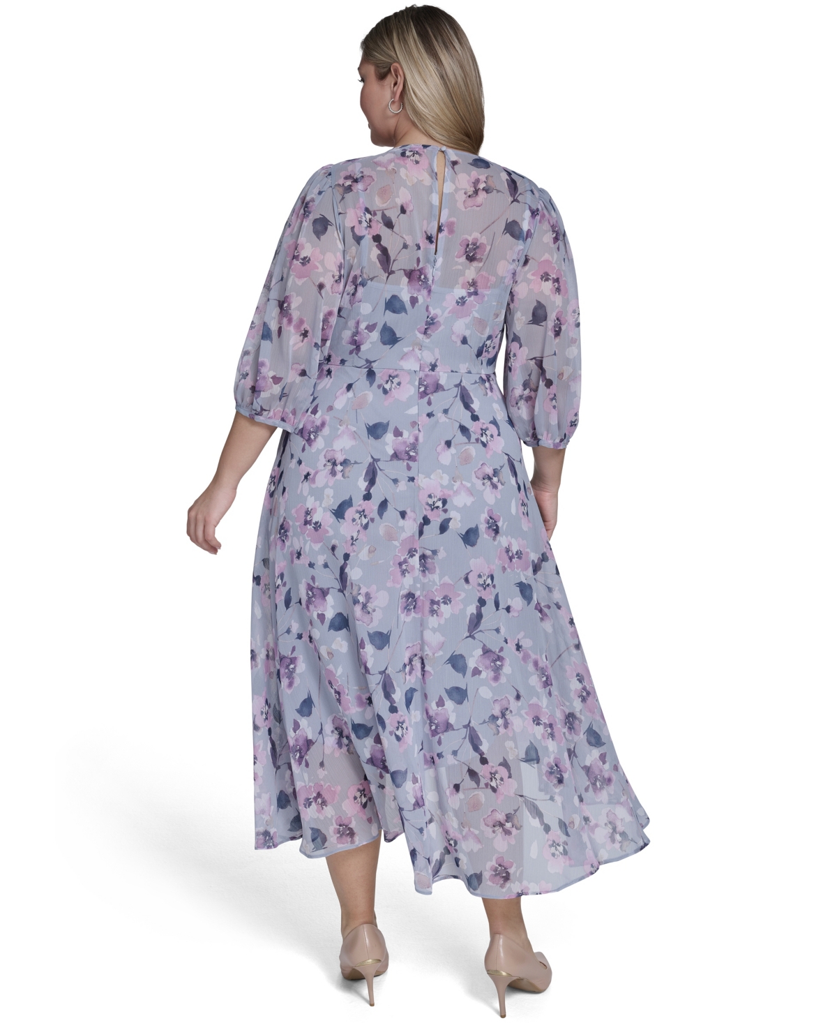 Calvin Klein Plus Balloon-Sleeve Wrap Dress