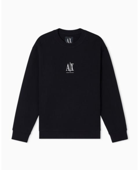 Мужская толстовка A|X Armani Exchange Icon Logo Fleece Crew Neck, цвет: Чёрный