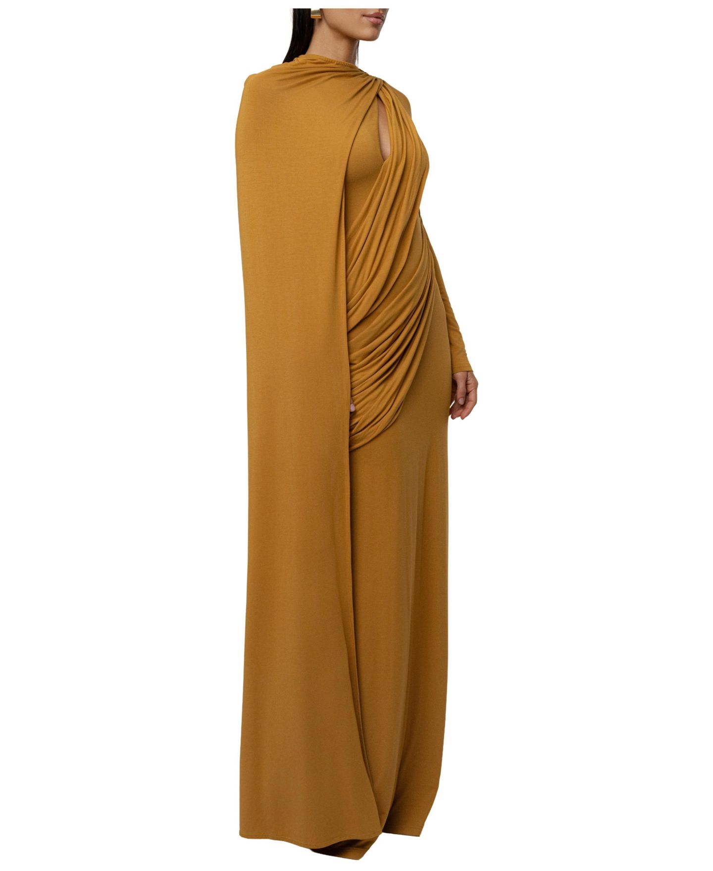 Женское платье JLUXLABEL Draped Elegance Cape, цвет: Золотой — фото 2