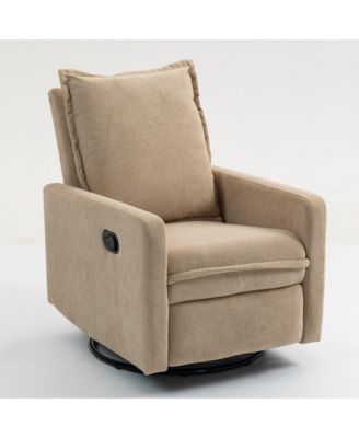 Short Plush Armchair Sofa Manual Button Recliner Chair, Camel