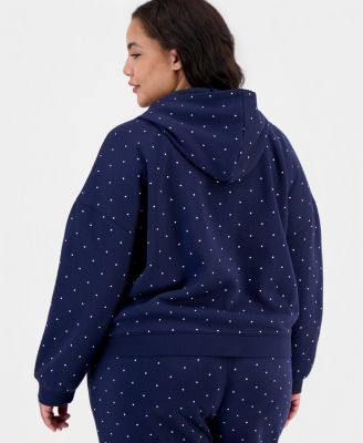 Trendy Plus Size Dot-Print Fleece Zip-Up Sweatshirt
