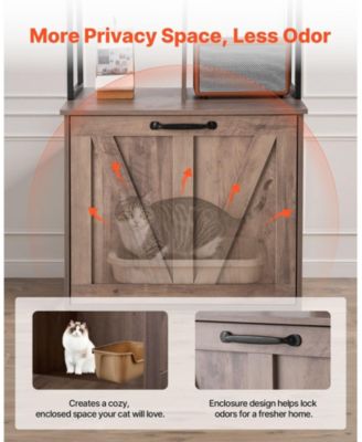 Wooden Litter Box Enclosure with 2-Tier Shelves & Metal Legs, 27.6"