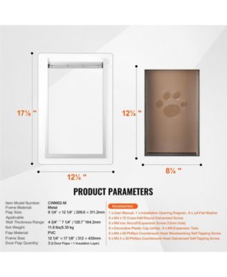 Metal Frame Wall-Entry Pet Door with 3-Flap System, Medium, White