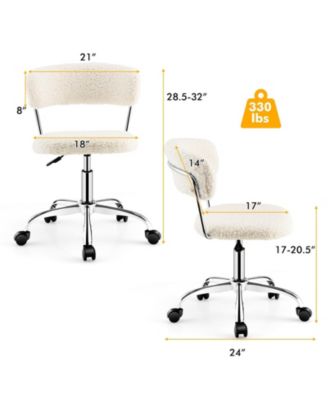 Computer Desk Chair Adjustable Sherpa Office Chair Swivel Vanity Chair