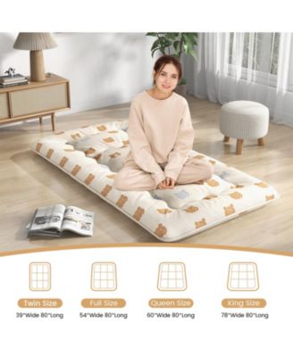 Foldable Futon Mattress with Washable Cover and Carry Bag for