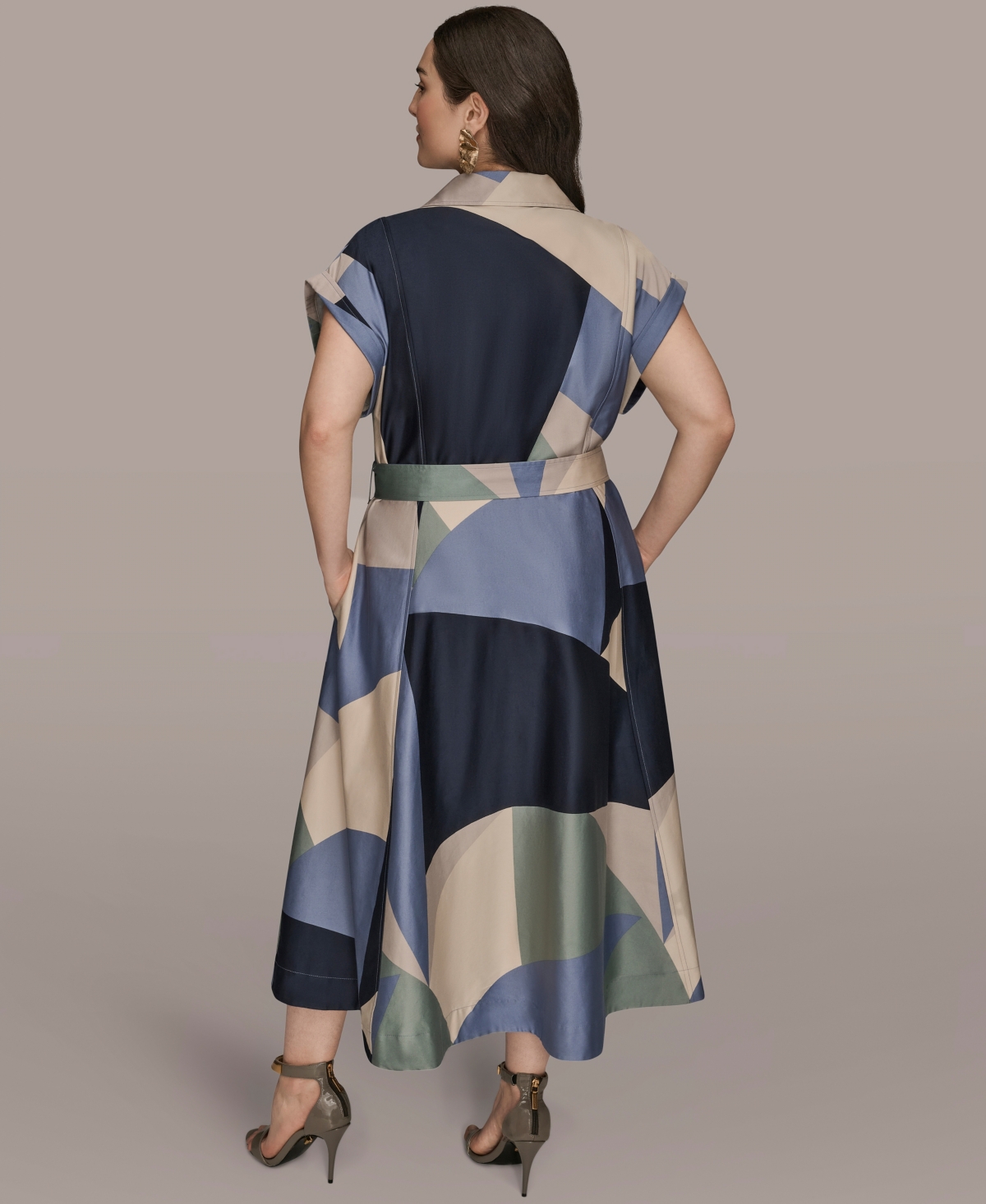 Donna Karan New York Plus Printed Collared Shirtdress