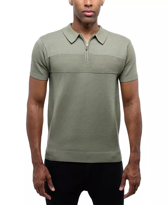 Men's SPRING + MERCER Ottoman Texture Short Sleeves Polo Sweater