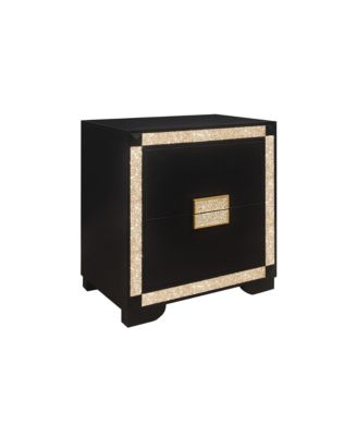 2-Drawer Nightstand with Faux Crystal Accents Bedside Table For Bedroom