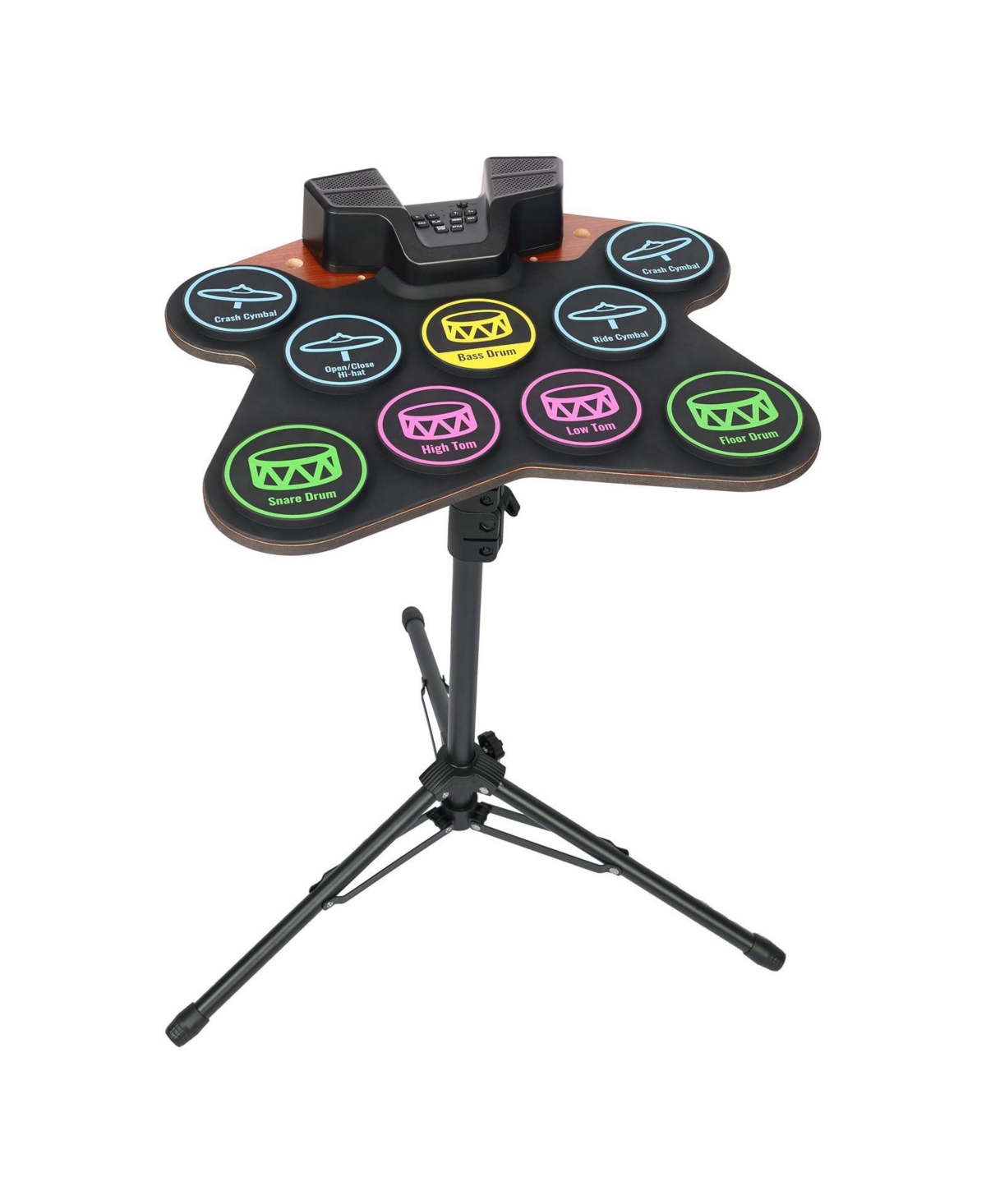 Sugift Roll-Up Electric Drum Set 9 Pads with Stand Pedals Light-Up Sticks