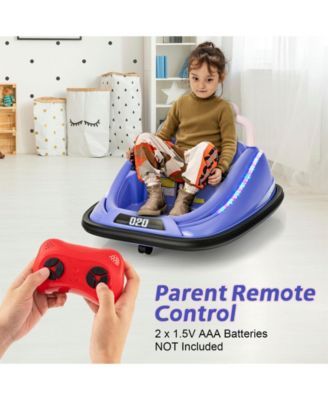 12V Kids Bumper Car Ride on Toy with Remote Control and 360 Degree Spin Rotation-Purple