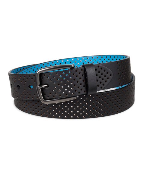 Мужской ремень Tommy Bahama Perforated Casual Leather Belt, цвет: Чёрный