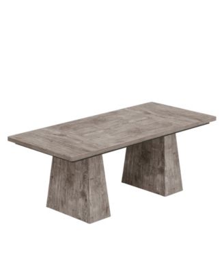 63-Inch Dining Table with Double Pedestal Base, Modern Kitchen Tabl, Espresso Brown