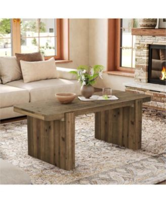 Farmhouse Coffee Table with Heavy-Duty Legs, Solid Wood