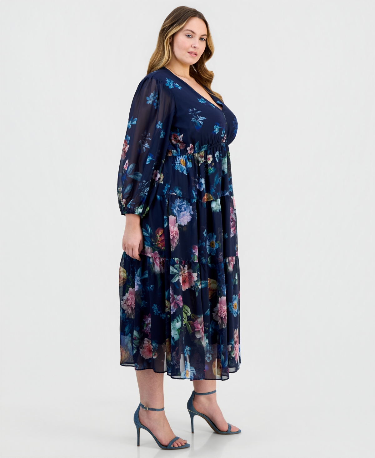 Robbie Bee Plus Tiered Chiffon Dress
