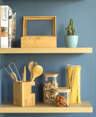 Square Glass Canisters With Bamboo Lid  Assorted, Set of 4