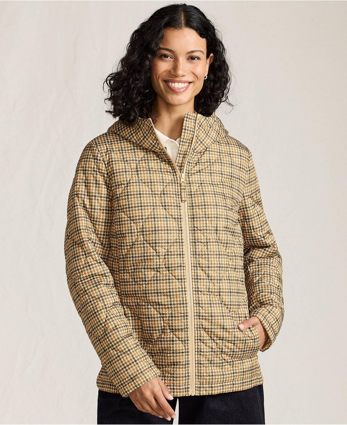 Lands' End Women's Print Feather Free Quilted Insulated Jacket