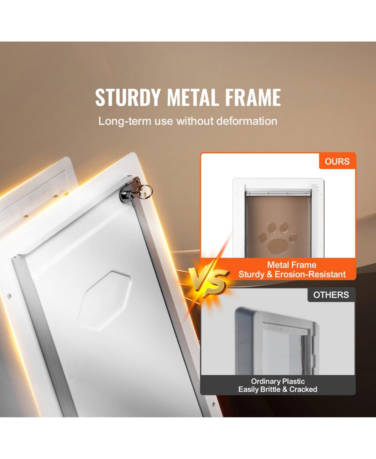 Cozito Metal Frame Wall-Entry Pet Door with 3-Flap System, Small, White