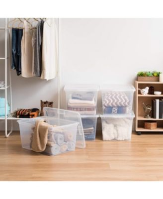 USA Storage Bins with Lids, Clear Stackable Containers, 4Pk