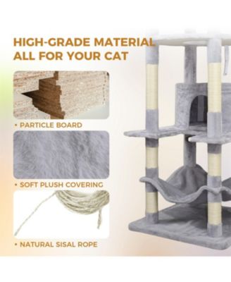 78.8 in Light Gray Cat Tree Tower with Wide Base