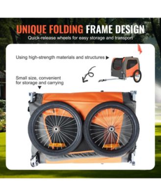 Foldable Pet Bike Trailer with Universal Coupler, Holds up to 66 lbs., Orange & Gray