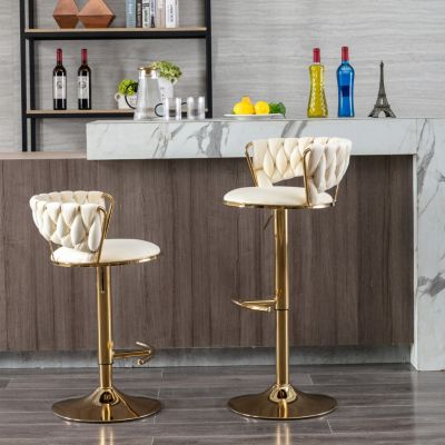 Adjustable Height Bar Stools with Chrome Accents (Set of 2)