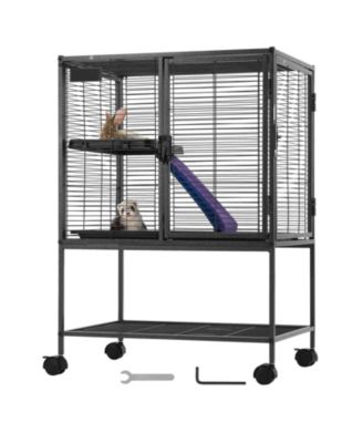 34" 2-Tier Rolling Small Animal Cage with Tray