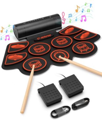 Kids Roll-Up Electronic Drum Set with Speakers, Headphone Jack & Foot Pedals