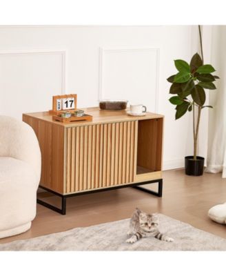 Wooden Cat Litter Box Enclosure with Metal Legs