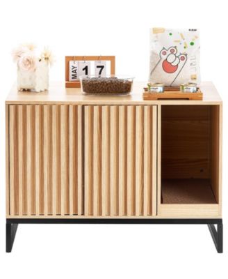 Wooden Cat Litter Box Enclosure with Metal Legs