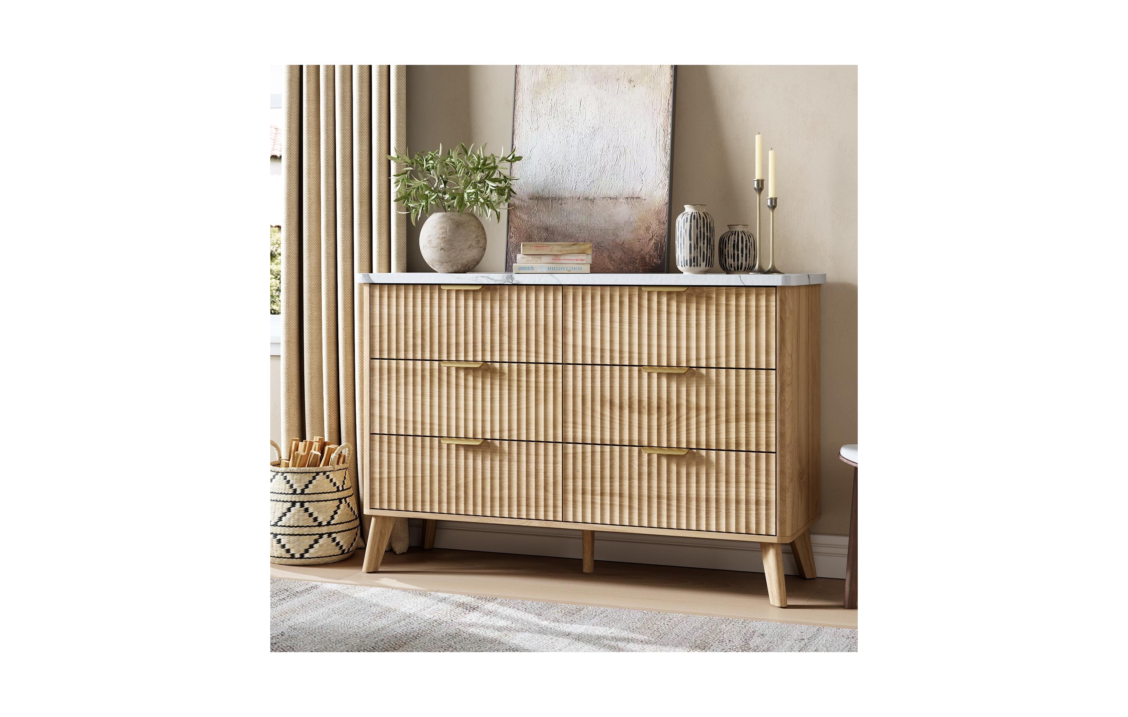 gaomon Fluted Dresser for Bedroom with 6 Deep Drawers