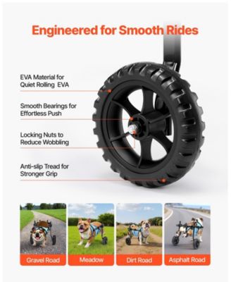 Shock-Absorbing 2-Wheel Pet Wheelchair for Back Legs, Medium
