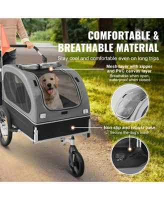 2-in-1 Foldable Dog Bike Trailer & Stroller, Holds up to 88 lbs., Black & Gray